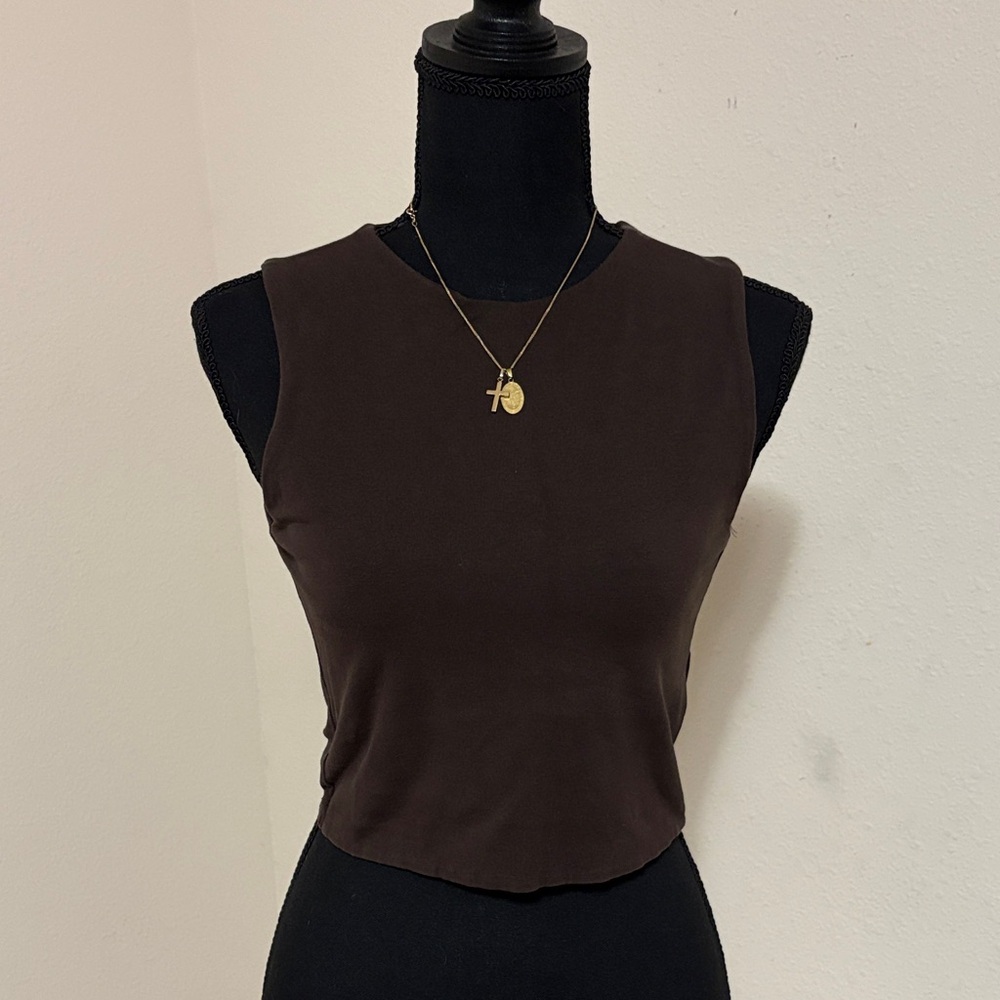 Zara Dark Brown Crop Top